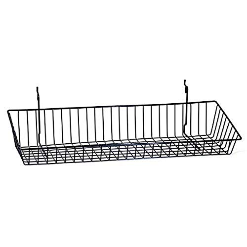 KC Store Fixtures A03032 Sloping Basket Fits Slatwall, Grid, Pegboard, 24' W x 8' D x 4' H Back x 2' H Front, Black (Pack of 6)