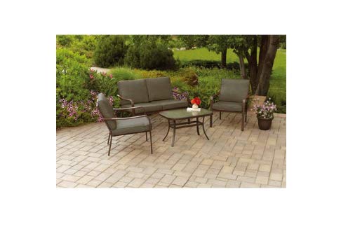 Mainstays Stanton Cushioned 4-Piece Patio Conversation Set, Brown, Seats 4