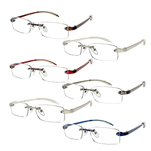 Lightweight Reading Glasses 2.50 Frameless Readers with Flexible Arms for Men and Women [2.50, 6 Pack]