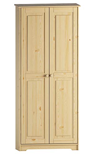 Unfinished Solid Pine Wood Pantry Storage Pantry Cabinet/Includes Interior Shelving / 2 Door Cabinet