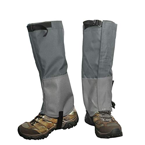 Frelaxy Leg Gaiters, Hiking Gaiters with Storage Bag Waterproof Snow Boot Gaiters Ultra Strong Anti-Tear 900D Oxford Fabric Ankle Leg Guard for Hunting Skiing Motorcycle Snowshoeing (Dark Grey, XL)