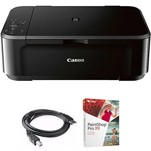 Canon Pixma MG3620 Wireless Inkjet All-in-One Multifunction Printer (0515C002) Bundle with High Speed 6-Foot USB Printer Cable and Corel Paintshop Pro 2018 (Digital Download)