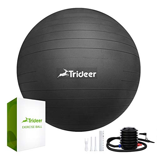 Trideer Exercise Ball (45-85cm) Extra Thick Yoga Ball Chair, Heavy Duty Stability Ball Supports 2200lbs, Birthing Ball with Quick Pump (Office & Home & Gym)