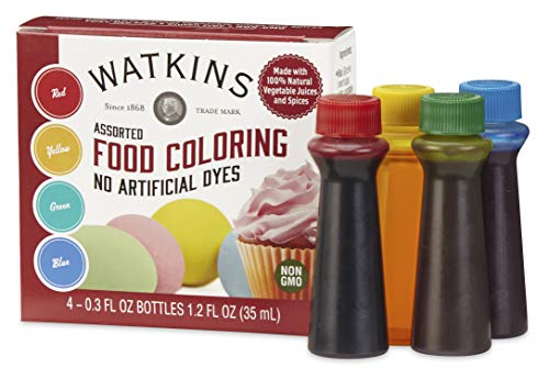 Watkins Assorted Food Coloring, 1 Each Red, Yellow, Green, Blue, Total Four .3 oz bottles