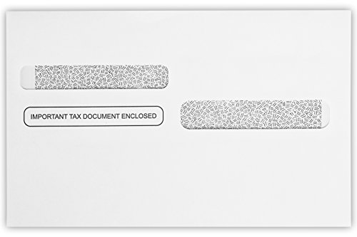 5 5/8 x 9 Envelopes for W-2/1099 Forms in 24 lb. White w/Security Tint for Mailing Tax Forms, Financial Documents, Checks, 50 Pack (White)
