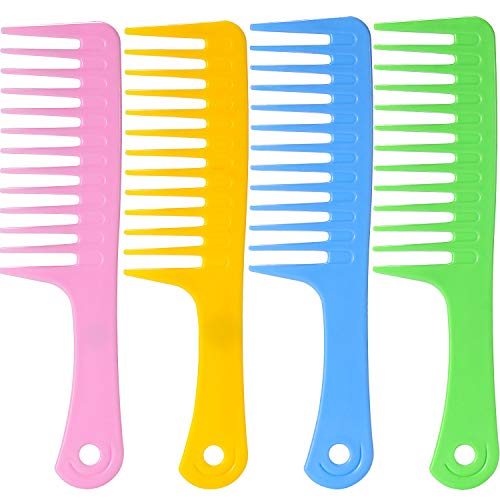 4 Pieces 9 1/2 Inches Anti-static Large Tooth Detangle Comb, Wide Tooth Hair Comb Salon Shampoo Comb for Thick Hair Long Hair and Curly Hair (Multi Color 1)