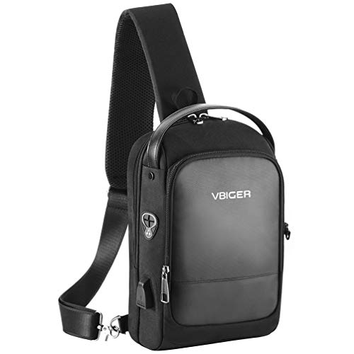 VBG VBIGER Sling Bag Crossbody Bag Chest Bag Multipurpose Daypacks for Men & Women with USB Charging Port, Traveling, Shopping, Hiking, Black