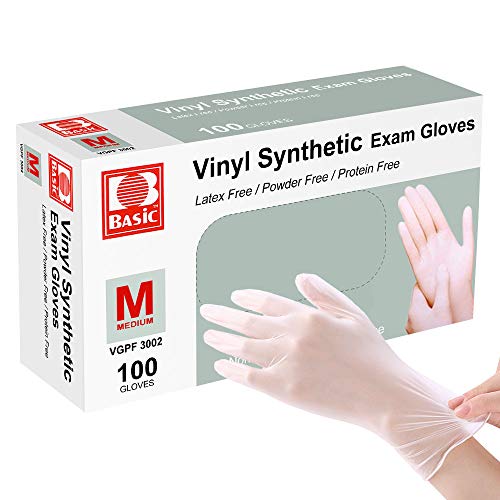 Disposable Gloves, Squish Clear Vinyl Gloves Latex Free Powder-Free Glove Health Gloves for Kitchen Cooking Food Handling, 100PCS/Box, Medium，Ship from USA