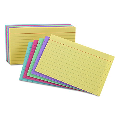 Oxford Ruled Color Cards, 5' x 8', Assorted Colors, 100 Per Pack (35810)