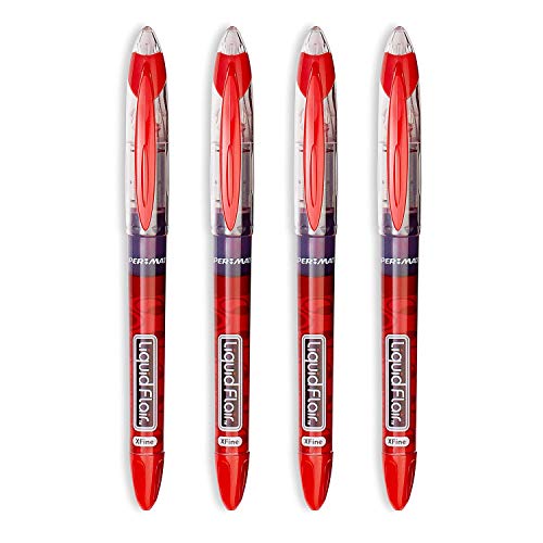 Paper Mate Liquid Flair Porous Point Pens, 0.8mm, Extra Fine Point, Red Ink, 4-Count