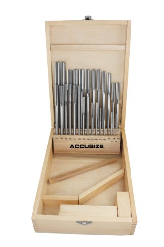 Accusize Industrial Tools 29 Pc 1/16'' to 1/2'' by 1/64'' H.S.S. Chucking Reamer Set, Straight Flute, Right Hand Cut, 5500-SF00