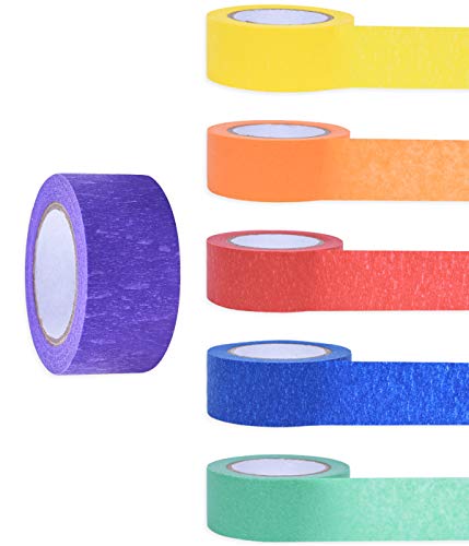 Colored Masking Tape, 6 Pack Solid Color Removable Painters Masking Tape Rolls, for Decoration Creations DIY Craft Supplies Arts Labeling Coding Colored Markers (1 inch40 ft)