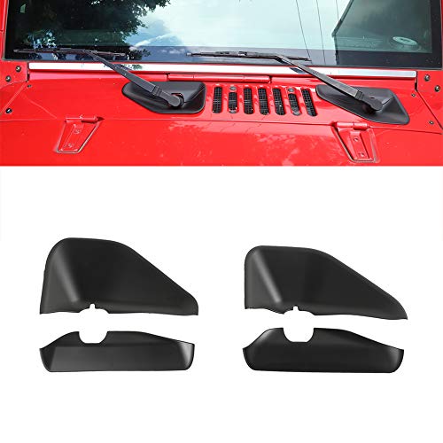 LZTQ Front Wiper Base Decoration Cover Stickers for Jeep Wrangler JK 2007-2017 Car Exterior Accessories Car Styling ABS Matte Black
