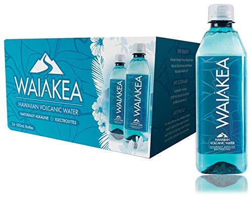 Waiakea Hawaiian Volcanic Water, Naturally Alkaline, 100% Recycled Bottle, 500mL (Pack of 24), 16.9 Fl Oz (Pack of 24)