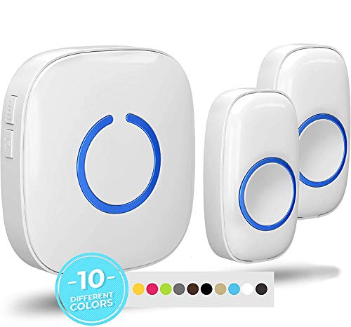 SadoTech White Wireless Doorbell Kit: Model CX Wireless Doorbells for Home with 2 Push Button Transmitters and 1 Receiver - Waterproof, Long Range Wireless Door Bell - Battery Operated Door Bells