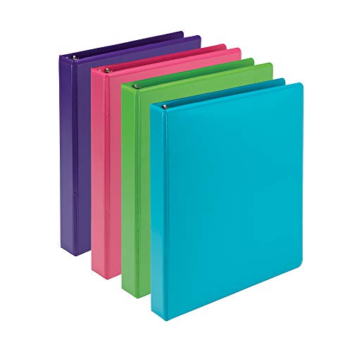 Samsill Earth’s Choice Biobased Durable 3 Ring Binders, Fashion Clear View 1 Inch Binders, Up to 25% Plant Based Plastic, Assorted 4 Pack, Model:MP48639