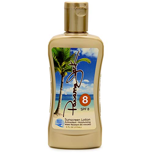 Panama Jack Sunscreen Tanning Lotion - SPF 8, Reef-Friendly, PABA, Paraben, Gluten & Cruelty Free, Antioxidant Moisturizing Formula, Water Resistant (80 Minutes), 6 FL OZ (Pack of 1)