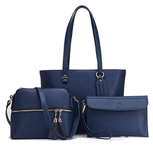 Handbags for Women, JOSEKO Fashion Tote Shoulder bags Crossbody Bags Top Handle Satchel Hobo 3pcs Purse Set Blue