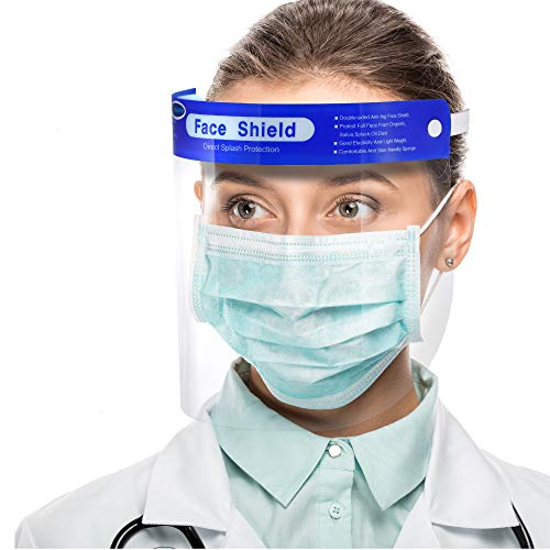 US Stock,10 packSimsii Face Shields, Reusable Clear double side Anti-fog,Thickness 0.25mm, General Use Visor, Splashproof Windproof Dustproof, Protect Eyes and Faces for Adults and Kits