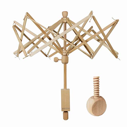 Yarn Swift,Wooden Umbrella Swift Yarn Winder with Replacement Screw,Wood Swift Yarn Holder,Medium