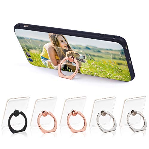Phone Ring Cell Phone Ring Holder 360 Degree Rotation Phone Ring Holder Transparent Finger Ring Stand Kickstand Compatible Most of Smartphones Set of 5