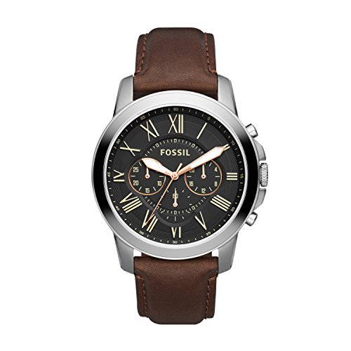 Fossil Men's Grant Quartz Leather Chronograph Watch, Color: Brown (Model: FS4813IE)