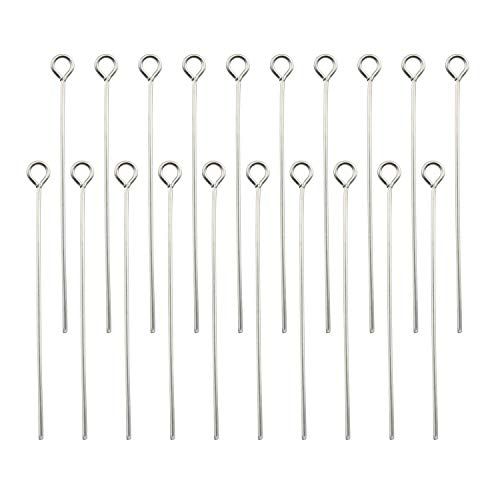 Tegg Eye Pin 200PCS 1.6inch/40mm 304 Stainless Steel Open Eyepins Headpins for Jewelry Necklace Making