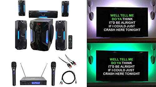 Rockville Bluetooth Home Theater Karaoke Machine System w/8' Sub + Wireless Mics