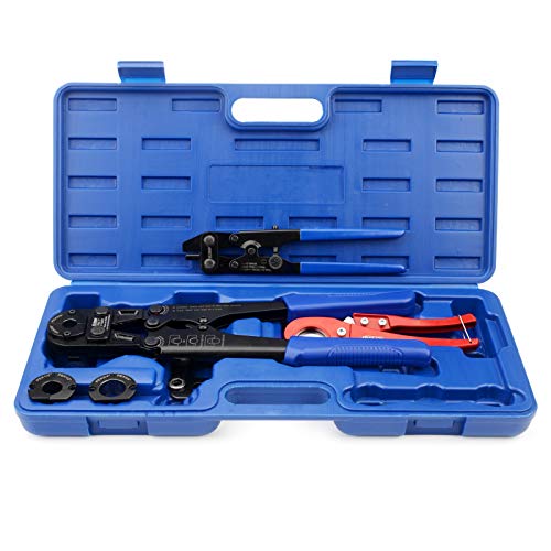 IWISS F1807 Copper Ring Crimping Tool Kit for 3/8,1/2,3/4,1-inch- Free Removal Tool& Pex Pipe Cutter&Gauge- For All US F1807 Standards