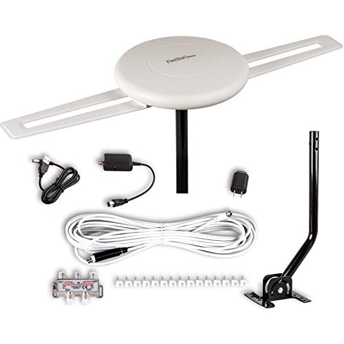 Five Star [Newest 2020] HDTV Antenna - 360° Omnidirectional Amplified Outdoor TV Antenna up to 150 Miles Indoor/Outdoor,RV,Attic 4K 1080P UHF VHF Supports 4TVs Installation Kit & Mounting Pole