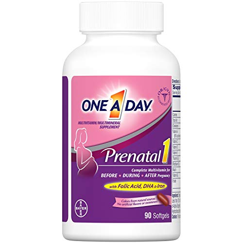 One A Day Prenatal Vitamins for Women, 90 Count, Multivtamin with Omega 3 Fish Oil (DHA/EPA), Iron, Folic Acid, Vitamin C & more for Before, During, & Post Pregnancy