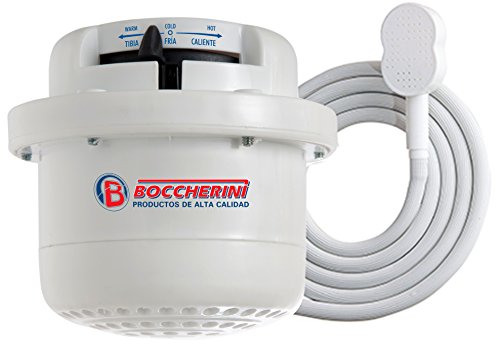 Boccherini Electric Instant Hot Water Shower Head Heater + FREE wall support/tube (FUSION With Mini-Handheld Shower Head)