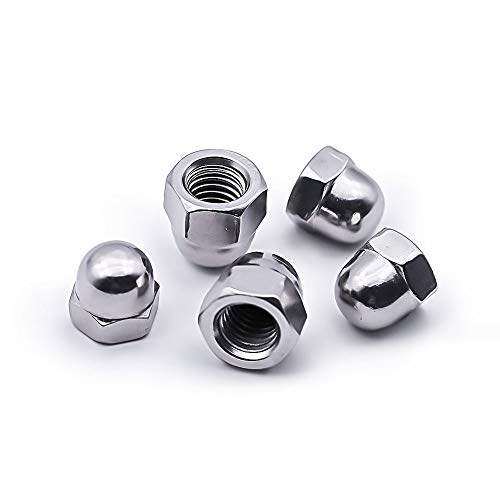 1/2-13 Acorn Hex Cap Dome Head Nuts, 304 Stainless Steel 18-8, Plain Finish, Pack of 10