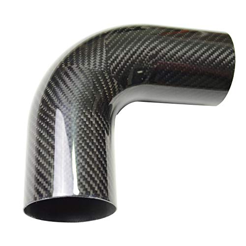 OD 3 inch (76mm) 90 degree Carbon Fiber Elbow, 3' Outer diameter, Leg Length 6 inch (150mm), 1.5mm Thickness, 3K Twill Real Carbon Fiber Bent IntakeTube(no Logo, Emblems or Markings)