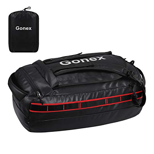 Gonex 60L Water Repellent Duffel Bag Backpack Outdoor Heavy Duty Duffle Bag with Backpack Straps for Hiking Camping Travelling Cycling for Men Women Black