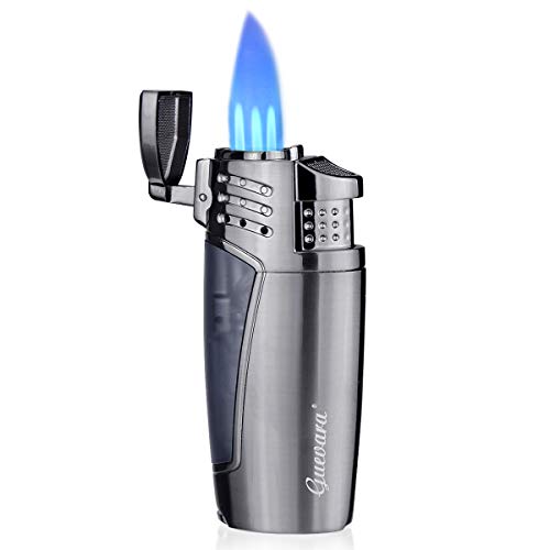 Cigar Lighters Torch with Punch 3 Jet Flame Butane Lighter Refillbale Windproof Lighters[Gas Not Include]