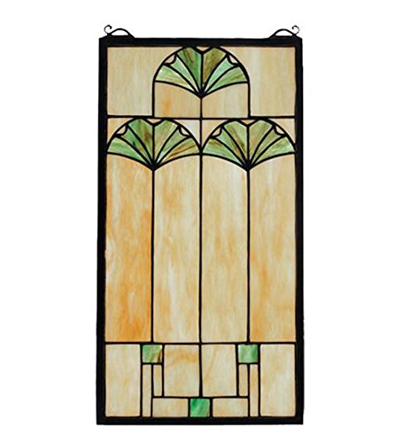 Meyda Tiffany 67787 Ginkgo Stained Glass Window, 11' W x 20' H