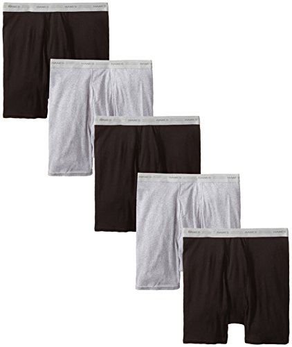 Hanes Men's 5-Pack Boxer with ComfortFlex Waistband Brief, Black/Grey, X-Large