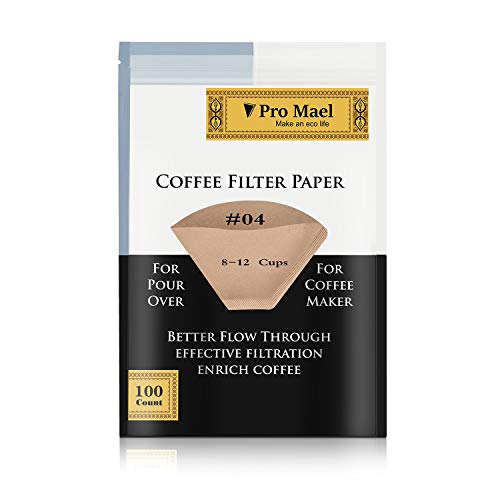#4 Cone Coffee Filters Paper Disposable for Pour Over and Drip Coffee Maker 100 Count, Better Filtration No Blowouts Made from Unbleached Imported Japanese Filter Paper Natural Brown
