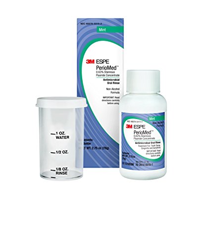 3M ESPE Dental 70201402701 PerioMed Stannous Fluoride Oral Rinse Concentrate with Mixing Cups, 0.63%, Mint Flavor, 2.75 oz. Bottles