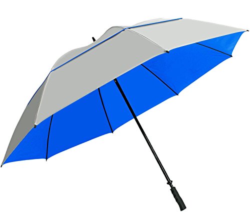 Suntek 68” Reflective UV Protection Windcheater Umbrella with Vented Double Canopy (Silver/Blue)