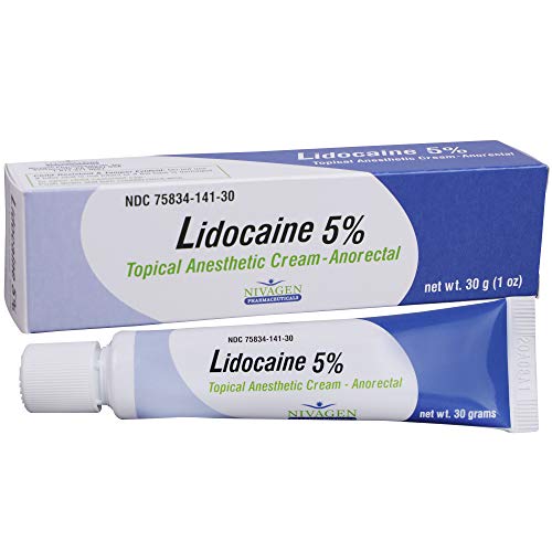 Lidocaine 5% Anorectal Cream | for Hemorrhoid Relief from Pain, Itching, Burning | 30 Gram Tube Lidocaine 5% Cream (No Cots)