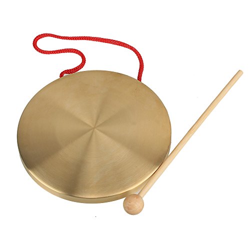 Yibuy 15.5cm Brass Instruments Copper Cymbals Opera Gong with Round Play Hammer Drumstick