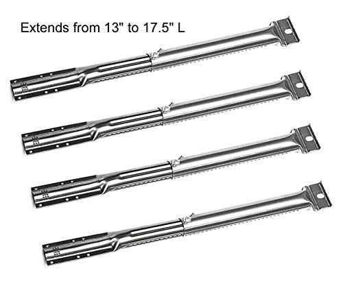 Outspark 4Pack Adjustable Stainless Steel Tube Burner Replacement, Extendable Length from 13” to 17.5”, Universal Fit for Most Barbecue Gas Grills, 4 Pcs