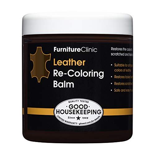 Furniture Clinic Leather Recoloring Balm (8.5 fl oz) - Leather Color Restorer for Furniture, Repair Leather Color on Faded & Scratched Leather Couches - 16 Colors of Leather Repair Cream (Dark Brown)