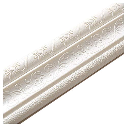Cozylkx 90'x 3' Self Adhesive Flexible Foam Molding Trim, 3D Sticky Decorative Wall Lines Wallpaper Border for Home, Office, Hotel DIY Decoration, White