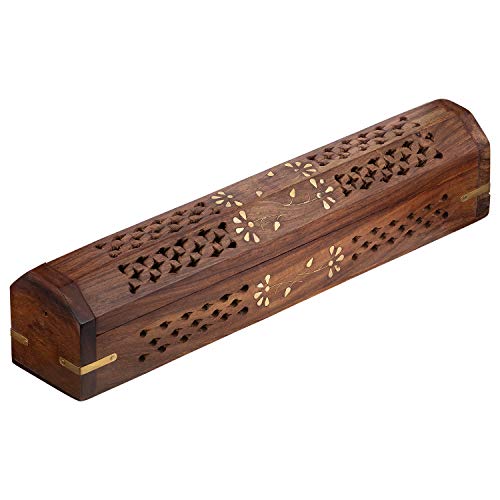 Aheli Hand Carved Wooden Incense Stick Holder Coffin Ash Catcher Stand Home Decorative Accessory Fragrance Products for Aromatherapy, Chakra Healing Therapy, Yoga, Meditation