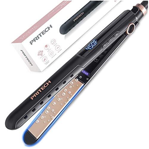 Hair Straightener and Curler 2in1,Negative Ions Hair Curler and Straightener in One,Ceramic Titanium Straightening Flat Iron for Hair,Flat Iron Curling Iron in one,10 Temperature Setting,1 Inch Plate