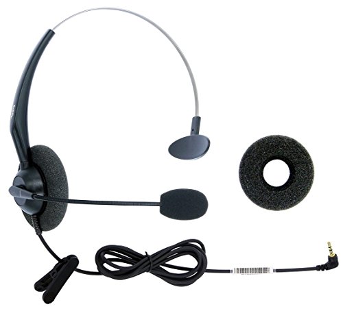 DailyHeadset 2.5 mm Jack Hands Free Headset Over Ear Headphones for Cordless Home Phones Corded Landline Telephones