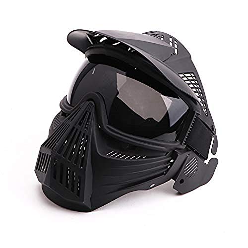 Anyoupin Paintball Mask, Airsoft Mask Full Face with Goggles Impact Resistant for Airsoft BB Hunting CS Game Paintball and Other Outdoor Activities Black-Gray-Lens